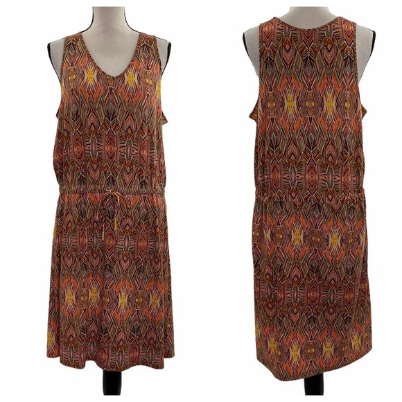 FADED Glory Boho Aztec Midi Empire Shirt Dress L - Picture 1 of 12